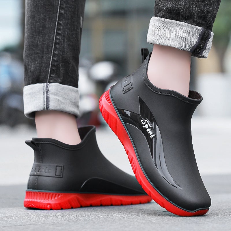Spring and Autumn Fashion Waterproof Rubber Shoes Sports Short Rain Boots Men's Commuting Outerwear Non-Slip Fishing Water Shoes Short Water Boots - Image 3