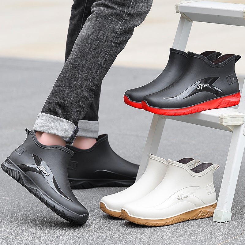 Spring and Autumn Fashion Waterproof Rubber Shoes Sports Short Rain Boots Men's Commuting Outerwear Non-Slip Fishing Water Shoes Short Water Boots - Image 2