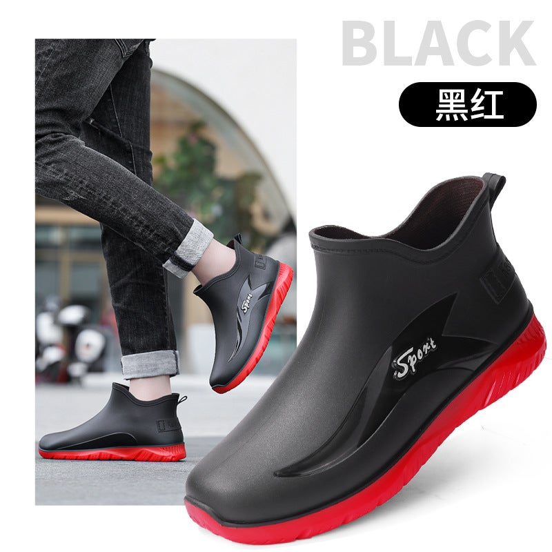 Spring and Autumn Fashion Waterproof Rubber Shoes Sports Short Rain Boots Men's Commuting Outerwear Non-Slip Fishing Water Shoes Short Water Boots - Image 1
