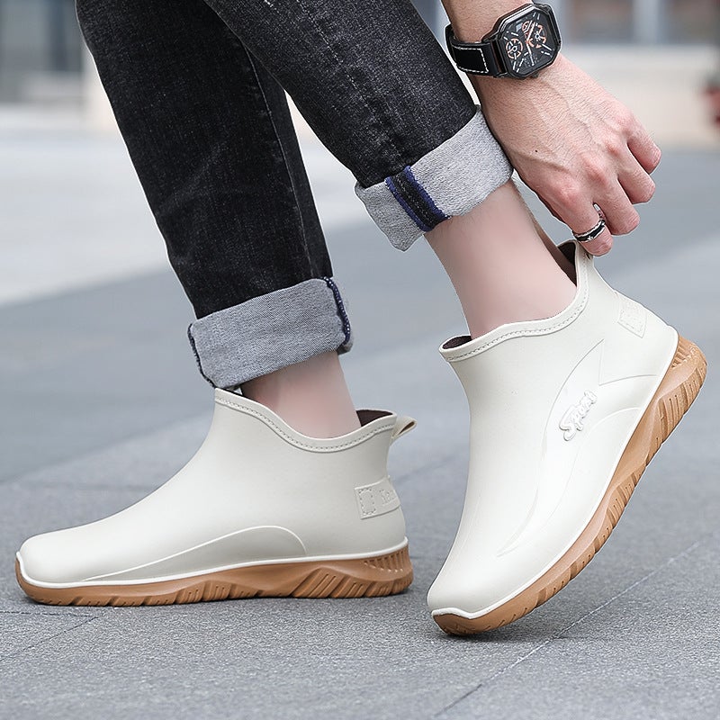 Spring and Autumn Fashion Waterproof Rubber Shoes Sports Short Rain Boots Men's Commuting Outerwear Non-Slip Fishing Water Shoes Short Water Boots - Image 5