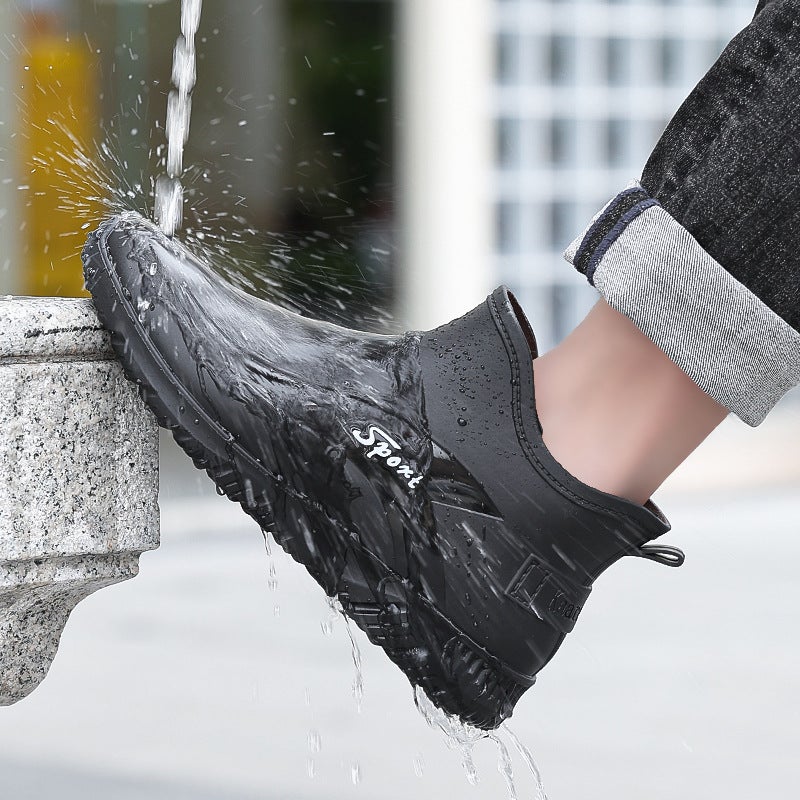 Spring and Autumn Fashion Waterproof Rubber Shoes Sports Short Rain Boots Men's Commuting Outerwear Non-Slip Fishing Water Shoes Short Water Boots - Image 4