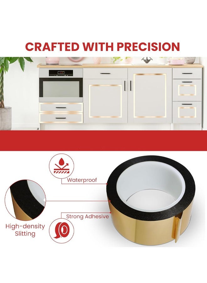 JACIRCLE Self Adhesive Polyester Film Tape  Metallic Tape for Detailing Accent Graphic Arts for Walls Cars and Boats Trim Pinstripe Tape for Detailing Accent Wall, Wardrobe, Bathroom, Floor, Tile, Car, Graphic Arts - Stripe Stickers - Image 2