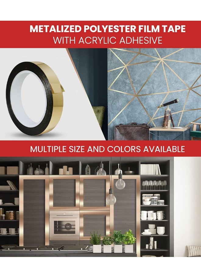 JACIRCLE Self Adhesive Polyester Film Tape  Metallic Tape for Detailing Accent Graphic Arts for Walls Cars and Boats Trim Pinstripe Tape for Detailing Accent Wall, Wardrobe, Bathroom, Floor, Tile, Car, Graphic Arts - Stripe Stickers - Image 3
