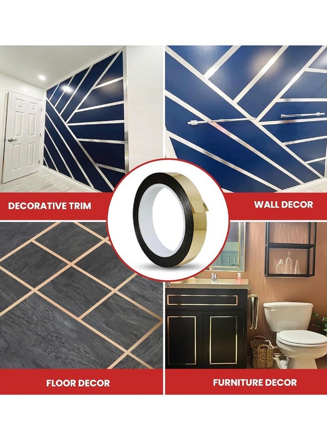 JACIRCLE Self Adhesive Polyester Film Tape  Metallic Tape for Detailing Accent Graphic Arts for Walls Cars and Boats Trim Pinstripe Tape for Detailing Accent Wall, Wardrobe, Bathroom, Floor, Tile, Car, Graphic Arts - Stripe Stickers - Image 5