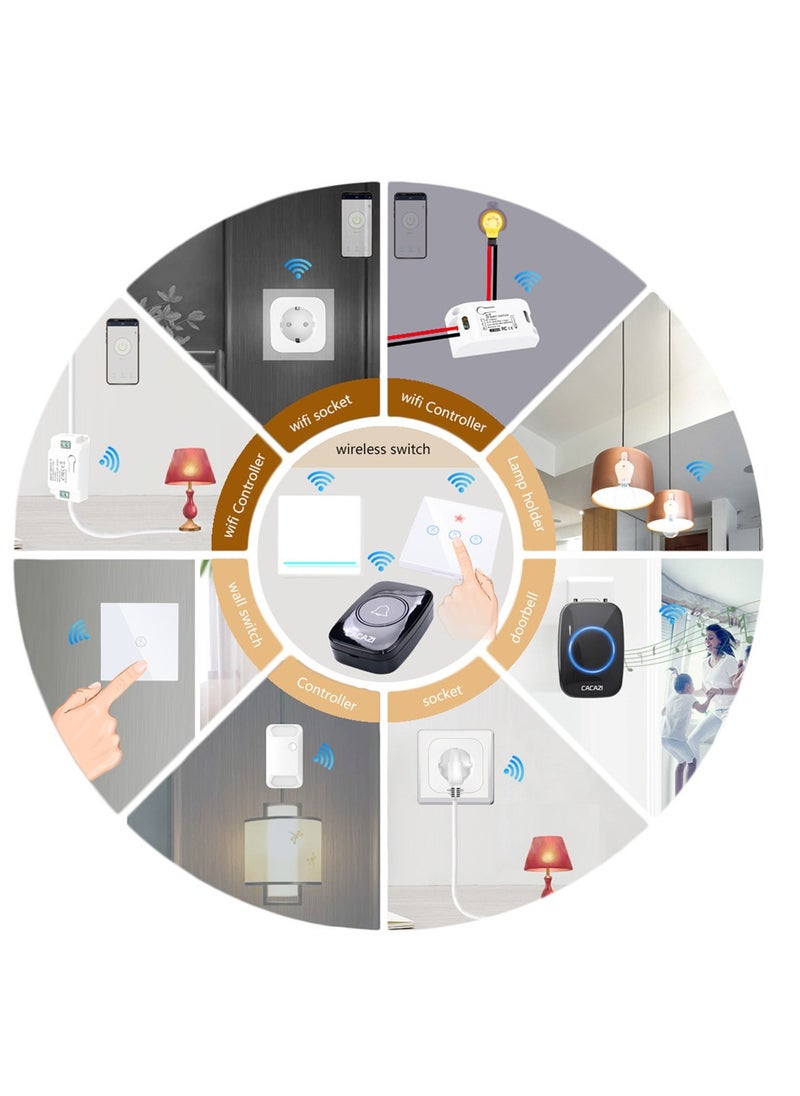 CACAZI Waterproof Wireless Doorbell Black 0.15kg  - Image 2