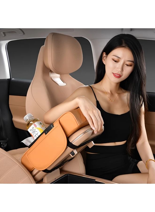 Multifunctional Car Armrest Box Organizer With Tissue Holder And Cup Holder Black And Red Regular Premium Faux Leather Storage Solution For Convenience And Style - Image 1