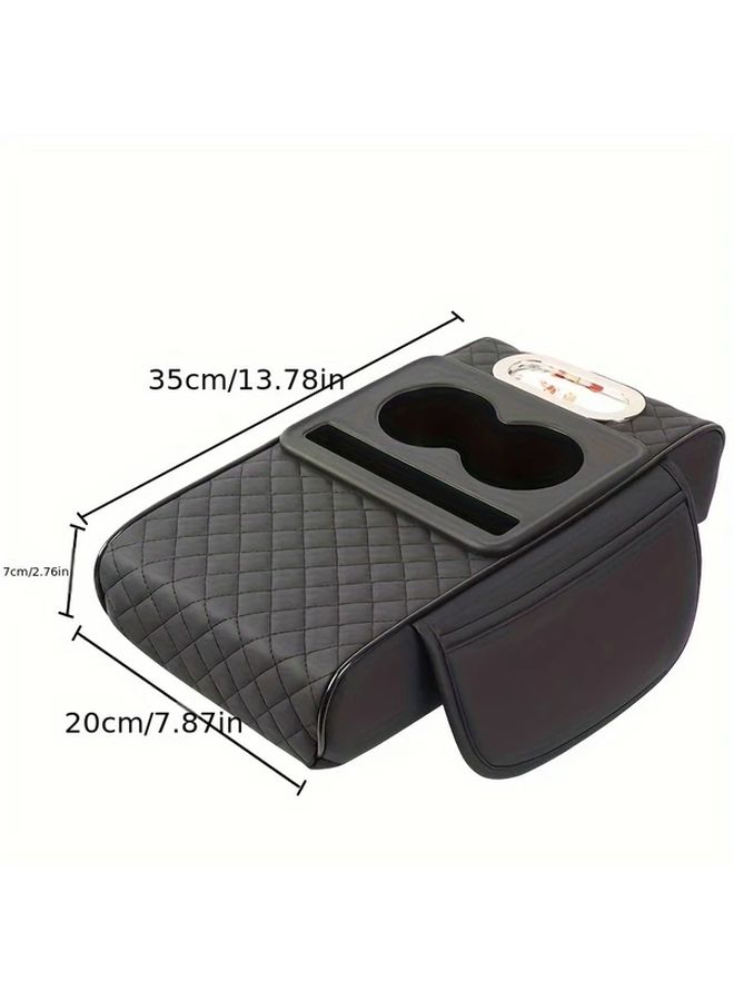 Multifunctional Car Armrest Box Organizer With Tissue Holder And Cup Holder Black And Red Regular Premium Faux Leather Storage Solution For Convenience And Style - Image 2