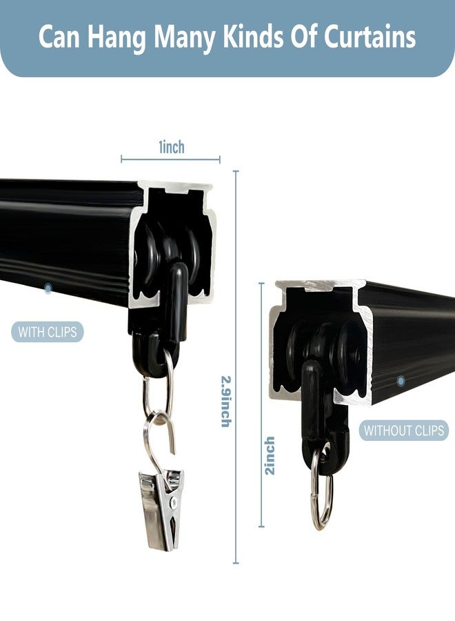 Hoeflife Curtain Track Ceiling Mount heavy duty sliding Curtains Tracks rails Rod System Room Divider with clips 3-6ft Black - Image 2