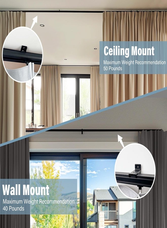 Hoeflife Curtain Track Ceiling Mount heavy duty sliding Curtains Tracks rails Rod System Room Divider with clips 3-6ft Black - Image 3