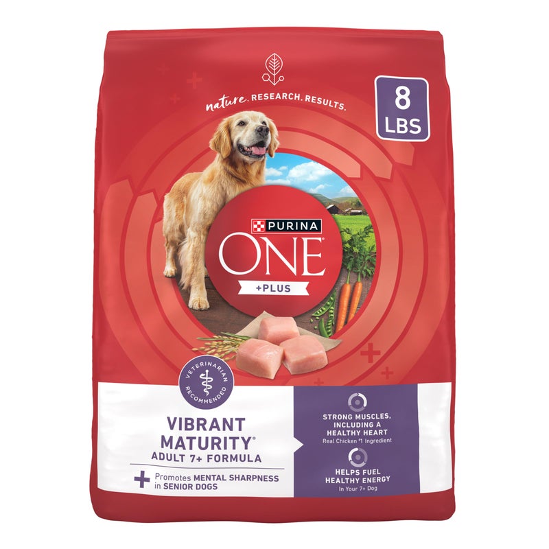 Purina ONE High Protein Dry Senior Dog Food Plus Vibrant Maturity Adult 7 Plus Formula - 8 lb. Bag - Image 1