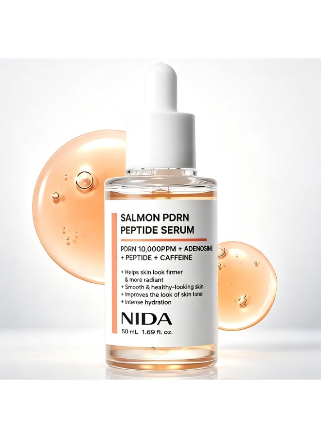 NIDA Salmon PDRN Peptide Facial Serum, 10000ppm PDRN Serum with 6‑Peptide Complex Adenosine & Centella Extract, Firming Smoothing Hydrating Face Serum 50ml - Image 1