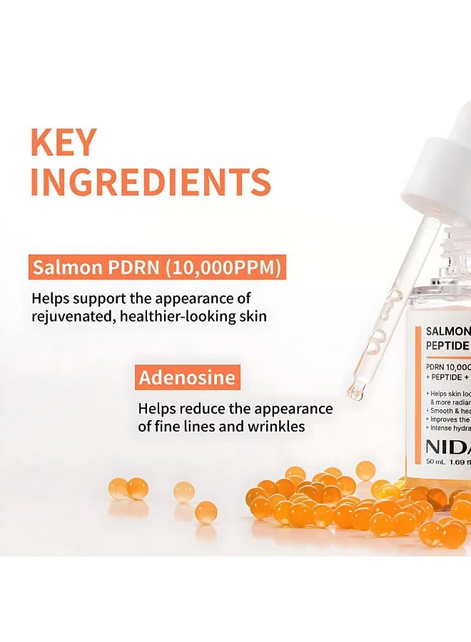 NIDA Salmon PDRN Peptide Facial Serum, 10000ppm PDRN Serum with 6‑Peptide Complex Adenosine & Centella Extract, Firming Smoothing Hydrating Face Serum 50ml - Image 5