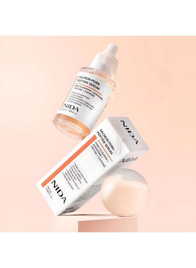 NIDA Salmon PDRN Peptide Facial Serum, 10000ppm PDRN Serum with 6‑Peptide Complex Adenosine & Centella Extract, Firming Smoothing Hydrating Face Serum 50ml - Image 2