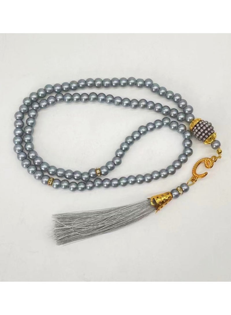 NIBEMINENT 99 Muslim Prayer Beads Gray/6mm 