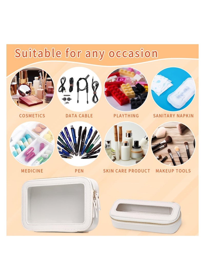 Excefore Clear Makeup Bag, Portable Brush Bag Transparent Travel Cosmetic Case Clear Toiletry Makeup Bag with Zipper for Women (White, Slim)  - Image 4
