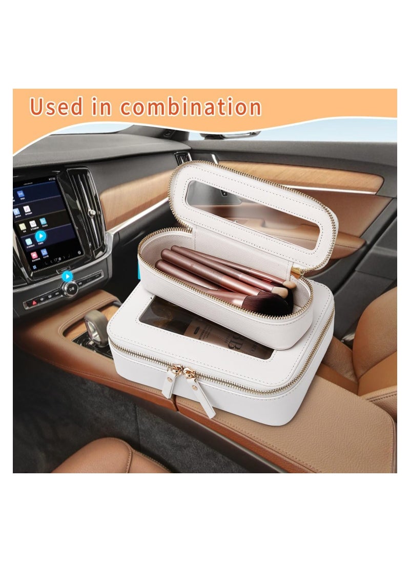 Excefore Clear Makeup Bag, Portable Brush Bag Transparent Travel Cosmetic Case Clear Toiletry Makeup Bag with Zipper for Women (White, Slim)  - Image 5