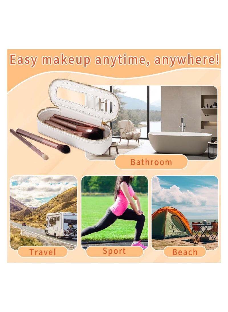 Excefore Clear Makeup Bag, Portable Brush Bag Transparent Travel Cosmetic Case Clear Toiletry Makeup Bag with Zipper for Women (White, Slim)  - Image 3