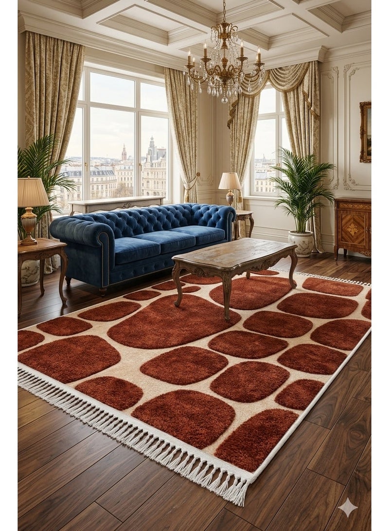 Luxury 3D Printed Modern Organic Pebbles Carpet Alternative - Washable Non-Slip Dots Backing - Size 160x230 cm - Pebbles Model - Image 1
