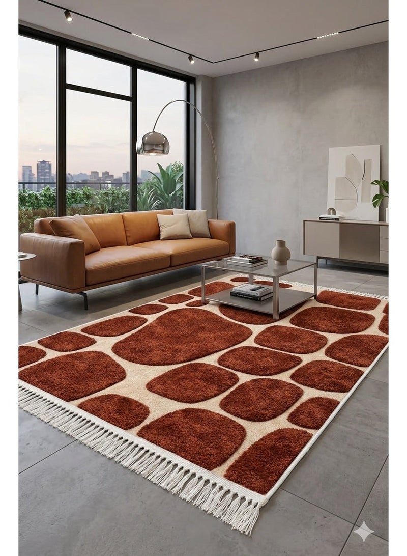 Luxury 3D Printed Modern Organic Pebbles Carpet Alternative - Washable Non-Slip Dots Backing - Size 160x230 cm - Pebbles Model - Image 2