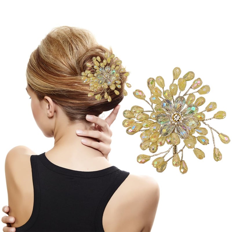 Temperia Hair Accessories For Women & Girls Stylish for Wedding - Artificial Flowers & Pearl Style Juda Bun Accessories - Floral Bridal Brooch & Hair Pins - Hairstyle Decoration Bride Clips (MN13) - Image 1