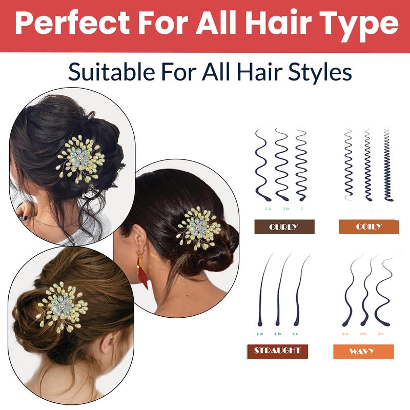 Temperia Hair Accessories For Women & Girls Stylish for Wedding - Artificial Flowers & Pearl Style Juda Bun Accessories - Floral Bridal Brooch & Hair Pins - Hairstyle Decoration Bride Clips (MN13) - Image 5