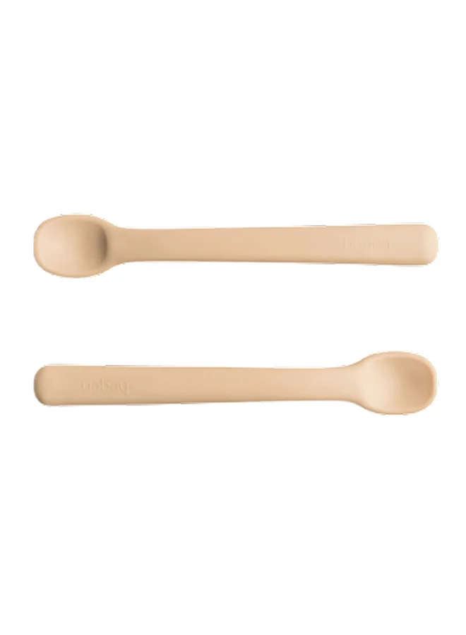 hegen Baby Comfortable Grip Infant Spoon Silicone Taupe Food-Grade BPA-Free  Safe