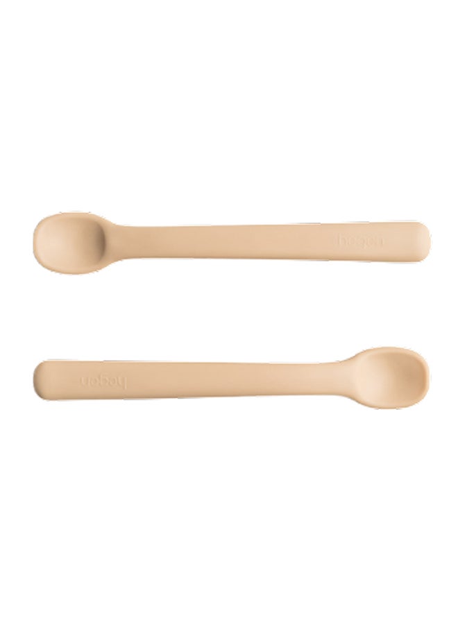 hegen Baby Comfortable Grip Infant Spoon Silicone Taupe Food-Grade BPA-Free  Safe  - Image 1