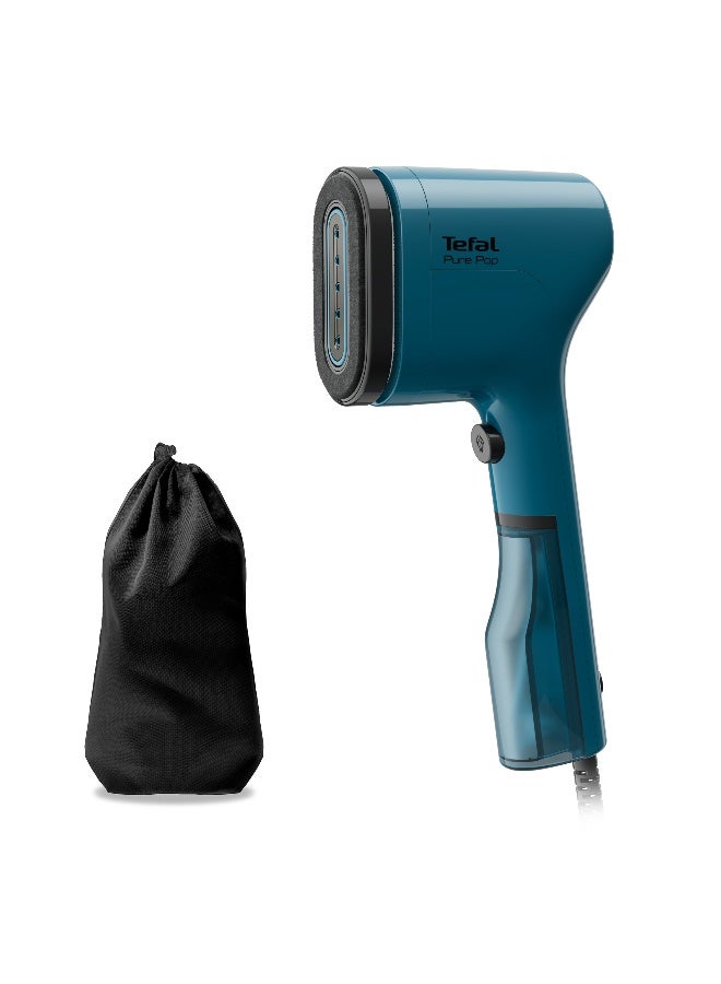 TEFAL Pure POP Garment Steamer | Steams/Purifies Garments | Steam Output Up to 20 g/min | Removes Lint | Delicate Fabrics | Reversible Pad System | Ultra-Compact | Travel-Friendly | Fast Heat-Up | 70 ml 1300 W DT2020G0 / DT2020E1 Alpes Blue - Image 1