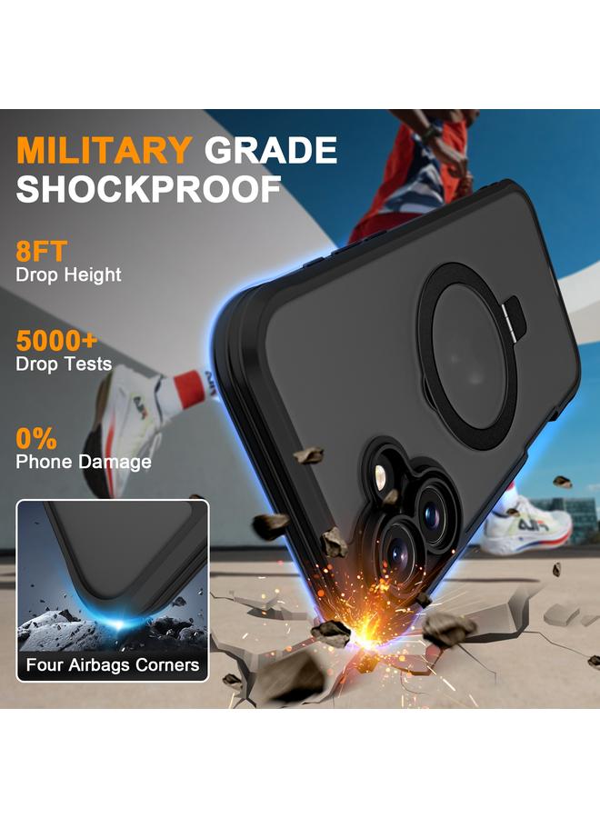 S-TOP Case For iPhone 16 Skin Feel MagSafe Holder 360 Full Body Phone Case - Image 3