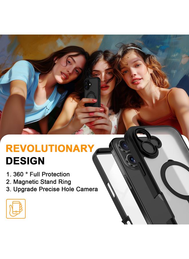 S-TOP Case For iPhone 16 Skin Feel MagSafe Holder 360 Full Body Phone Case - Image 5