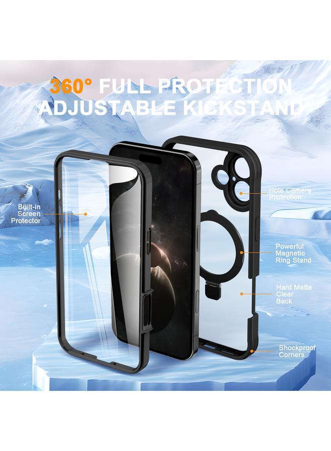 S-TOP Case For iPhone 16 Skin Feel MagSafe Holder 360 Full Body Phone Case - Image 2