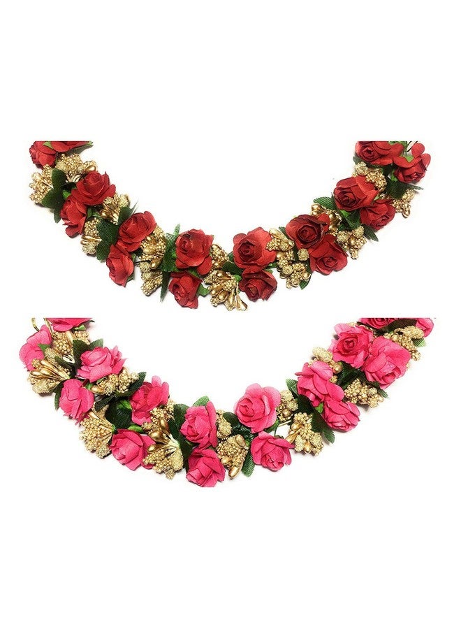 Foreign Holics Artificial Bun Juda Maker Flower Gajra Hair Accessory for Women -Set of 2 - Image 1