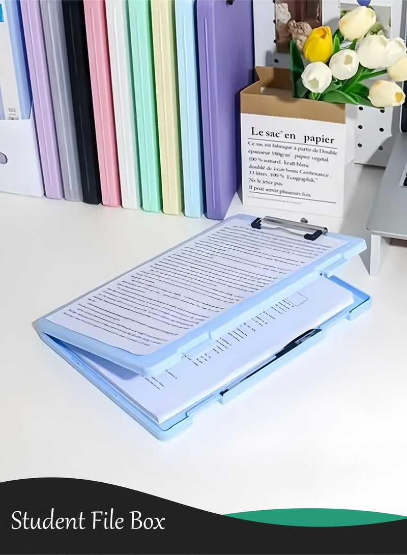 صندوق ملفات A4 مع مشبك معدني قوي, منظم مستندات محمول مع فتحة داخلية للقلم, حافظة ملفات بلاستيكية مقاومة للماء للمكتب والمنزل والعمل الميداني - Image 1