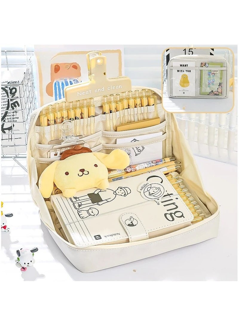 إسكدنيا 12 Layers Large Capacity Pencil Case Good Looking Multifunctional Classification Storage Stationery Storage Bag (Yellow) - Image 1