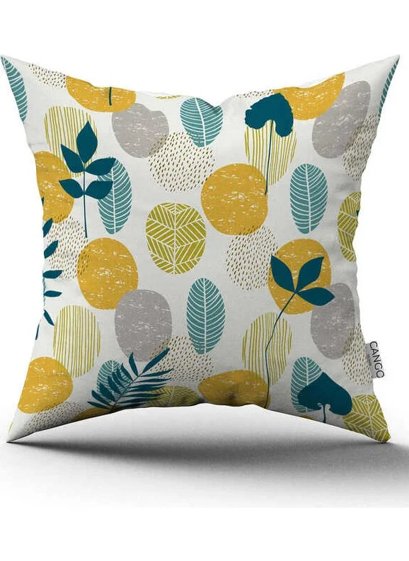 Cango Home Double Sided Green Yellow Decorative Leaf Patterned Digital Printed Throw Pillow Cover CGH1197