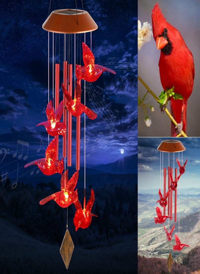 ShangTianFeng Cardinal Bird Solar windchimes Outdoor, red Bird Garden Decor , Sympathy Wind Chimes,Memorial Gifts, Father Gift, Mother Gift, Mothers Day for Grandma,Sister Gifts for Women,Friend Birthday Gift - Image 1