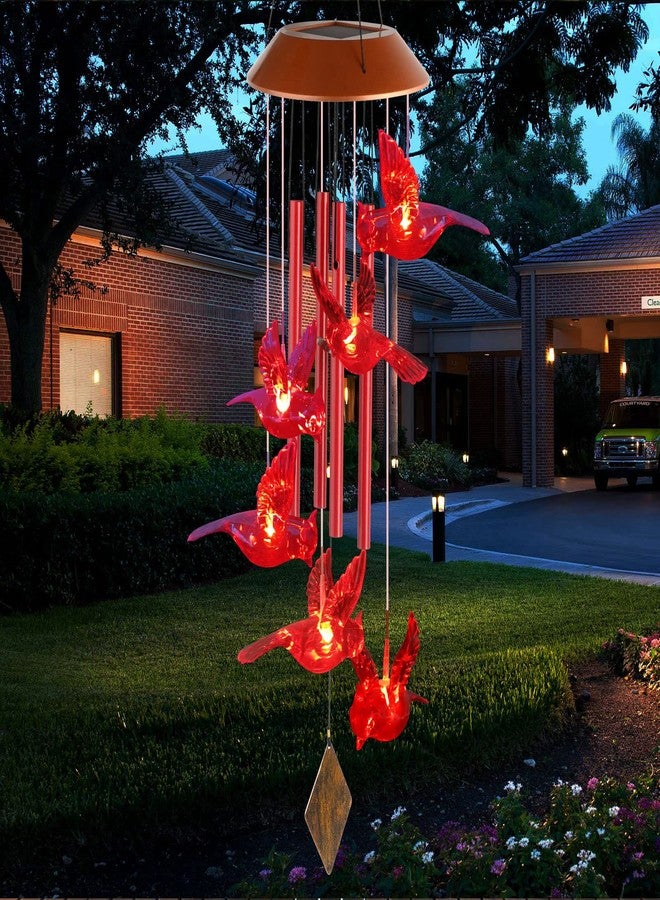 ShangTianFeng Cardinal Bird Solar windchimes Outdoor, red Bird Garden Decor , Sympathy Wind Chimes,Memorial Gifts, Father Gift, Mother Gift, Mothers Day for Grandma,Sister Gifts for Women,Friend Birthday Gift - Image 3