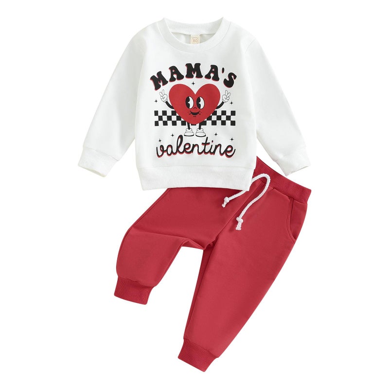 Thorn Tree Toddler Boys Girls Clothes Mama's Valentiens Sweatshirt Long Pants Spring Winter Unisex Baby Outfits - Image 1