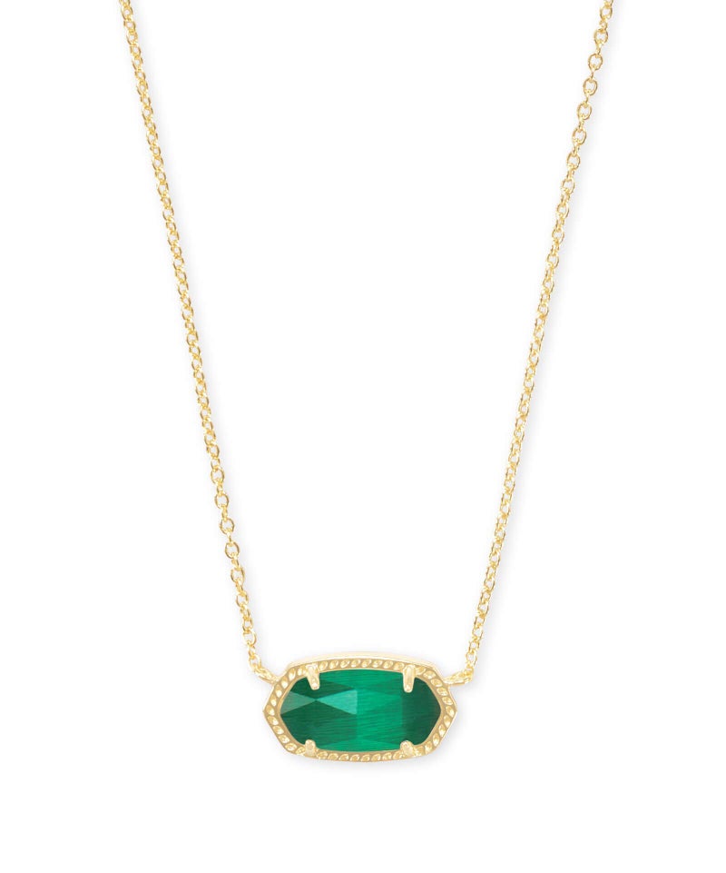 Kendra Scott قلادة كندرا سكوت إليسا القصيرة للنساء، مجوهرات عصرية رقيقة، مصنوعة من نحاس مطلي بالذهب عيار 14، عين القط الزمردية - Image 1