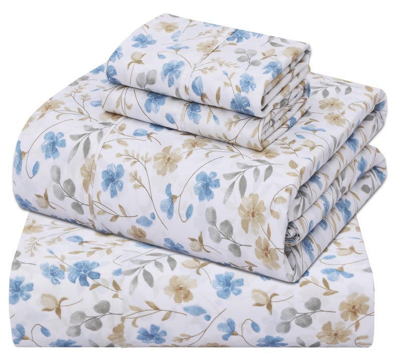 ZOYER 100% Cotton Sheets â€“ Queen Size Percale Bedding, Cooling & Breathable, Durable with a Crisp, Soft & Comfortable Feel, 16" Deep Pocket, 4-Piece Set, Country Coast - Image 1
