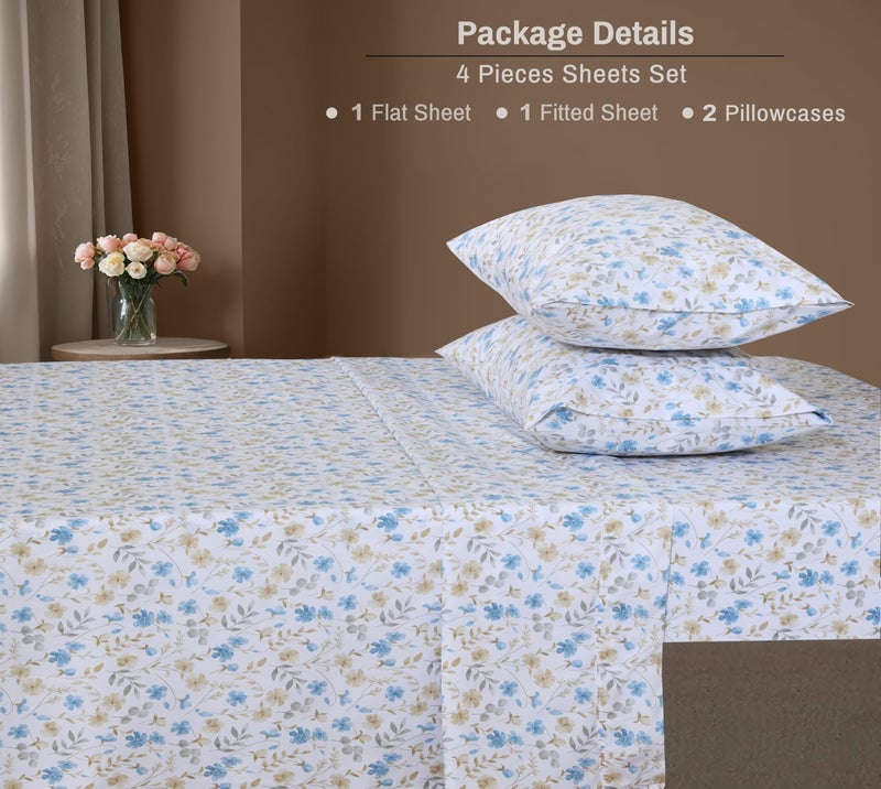 ZOYER 100% Cotton Sheets â€“ Queen Size Percale Bedding, Cooling & Breathable, Durable with a Crisp, Soft & Comfortable Feel, 16" Deep Pocket, 4-Piece Set, Country Coast - Image 5