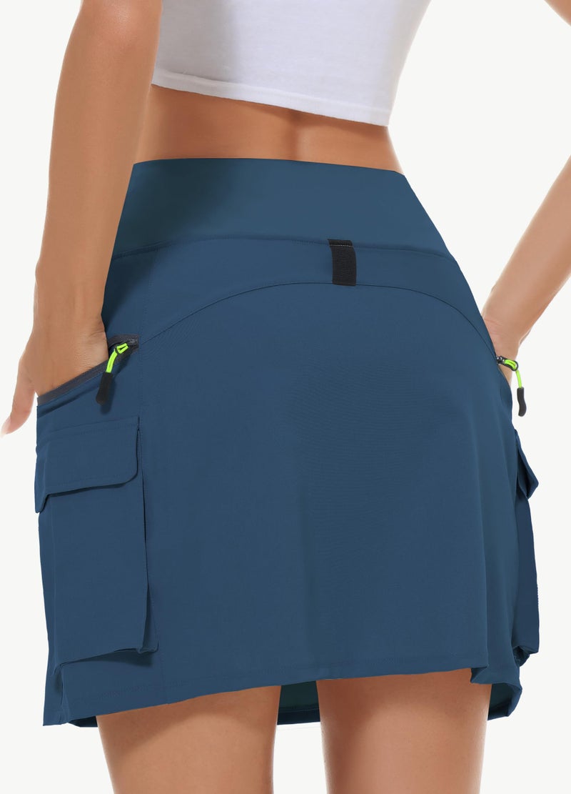 MIVEI Skorts for Woman - Hiking Cargo Skorts with Zipper Pockets, High Waisted Quick Dry Golf Workout, Dressy Casual Navy Blue - Image 2