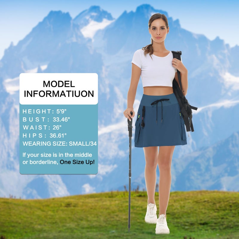 MIVEI Skorts for Woman - Hiking Cargo Skorts with Zipper Pockets, High Waisted Quick Dry Golf Workout, Dressy Casual Navy Blue - Image 5