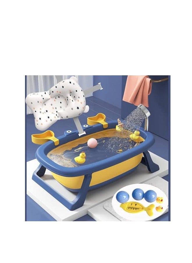 MIXDE Baby Bathtub Portable With Baby Cushion, Collapsible Toddler Bath Tub for Kids, Foldable Infant Shower Basin, Anti Slip Skid Proof New Born Toddler Bathing Support | Bath Organizers, 0-2 Years - Image 1