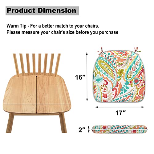 DYTXIII Set of 2 Outdoor Chair Cushions with Ties,Water Repellent Patio Chair Pads 17"x 16" for Outdoor Furniture,Round Corner Seat Cushions for Garden Yard Kitchen Pretty Paisley - Image 3