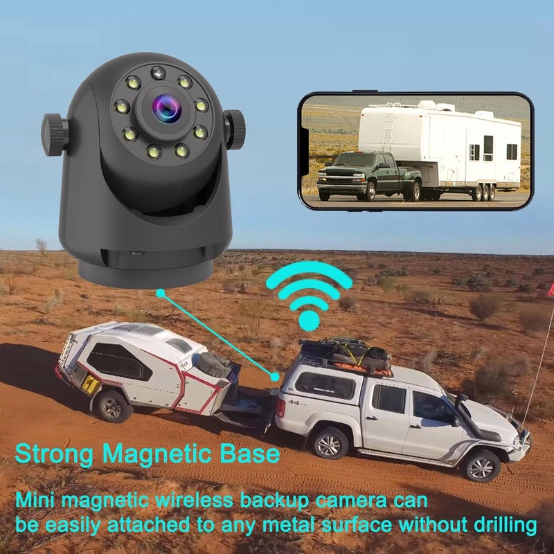 YEOIZO Wireless Magnetic Backup Camera for Trailers/RV/Camper - WiFi Rechargeable HD Night Vision - Image 2