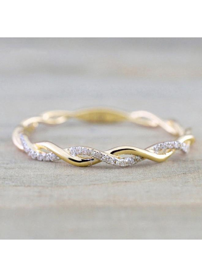 Generic Cao Shi New Twisted Rope Ring Exquisite Micro Inlaid Zircon Strip Ring Fashion Self-discipline Personalized Tail Ring 