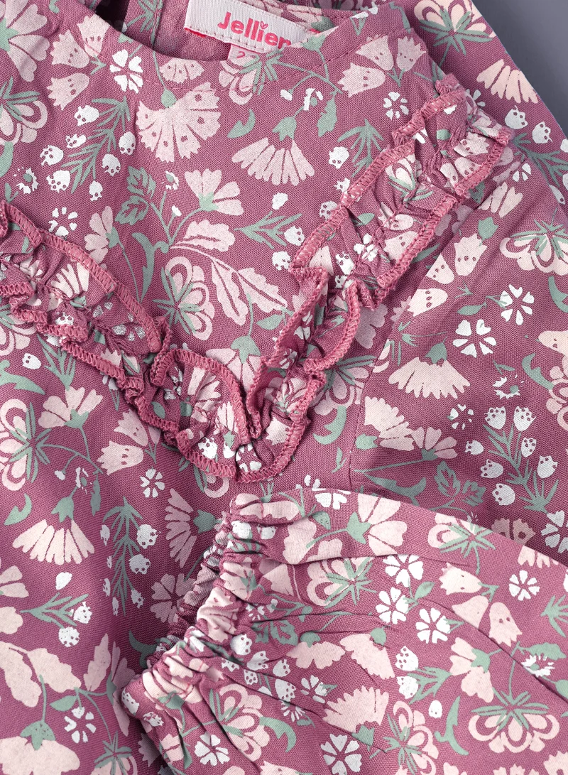 Jelliene Blooming Elegance: Girls' Viscose Floral Dress
