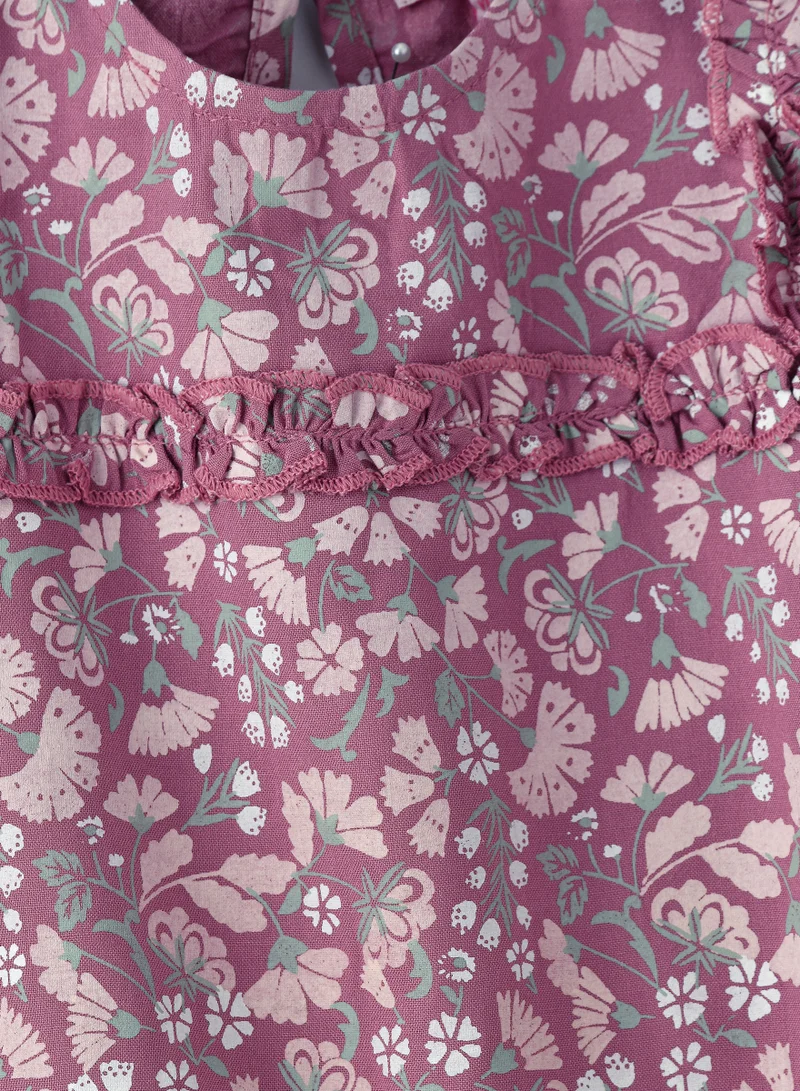 Jelliene Blooming Elegance: Girls' Viscose Floral Dress