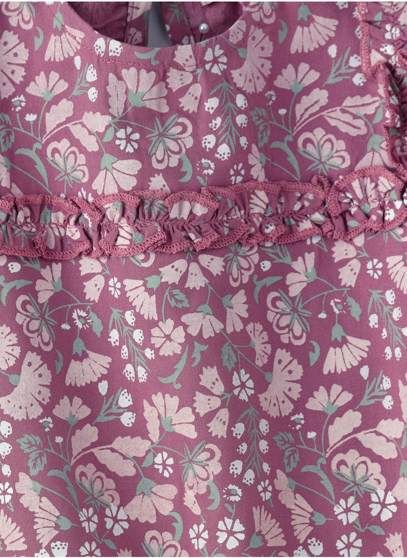 Jelliene Blooming Elegance: Girls' Viscose Floral Dress  - Image 3